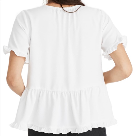 NWOT MADEWELL ruffle hem top (white Nappa-L) - Picture 2 of 3